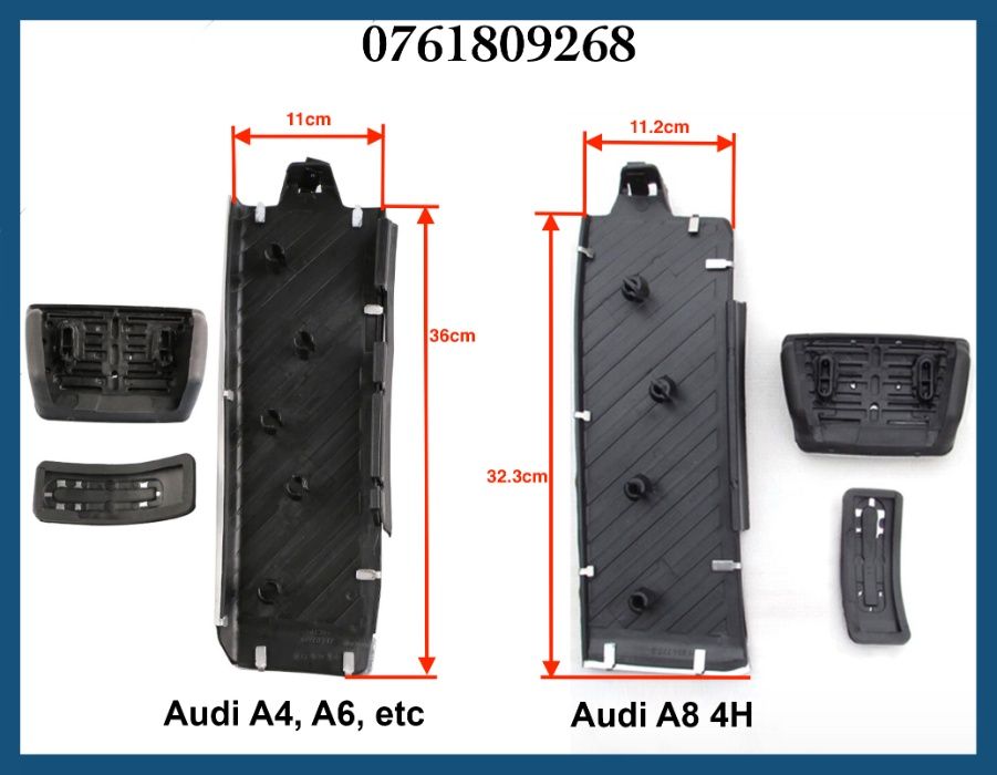 Set pedale INOX si footrest Audi A8 4H (2011 - 2017)