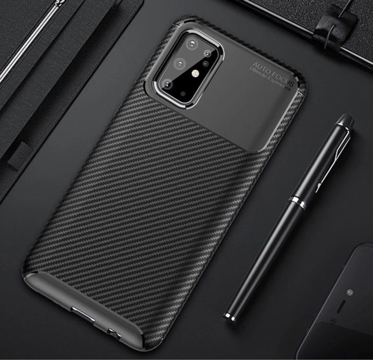 Husa Carbon Silicon Neagra BlackSamsung S25/S24/S23/S22/S21 Plus Ultra