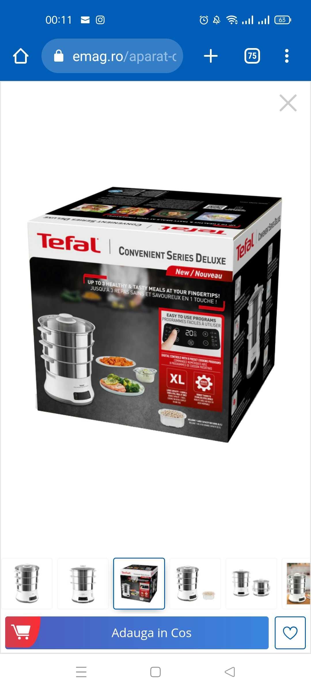 Aparat de gatit la abur Tefal Convinient Series Deluxe VC502D10, 900W