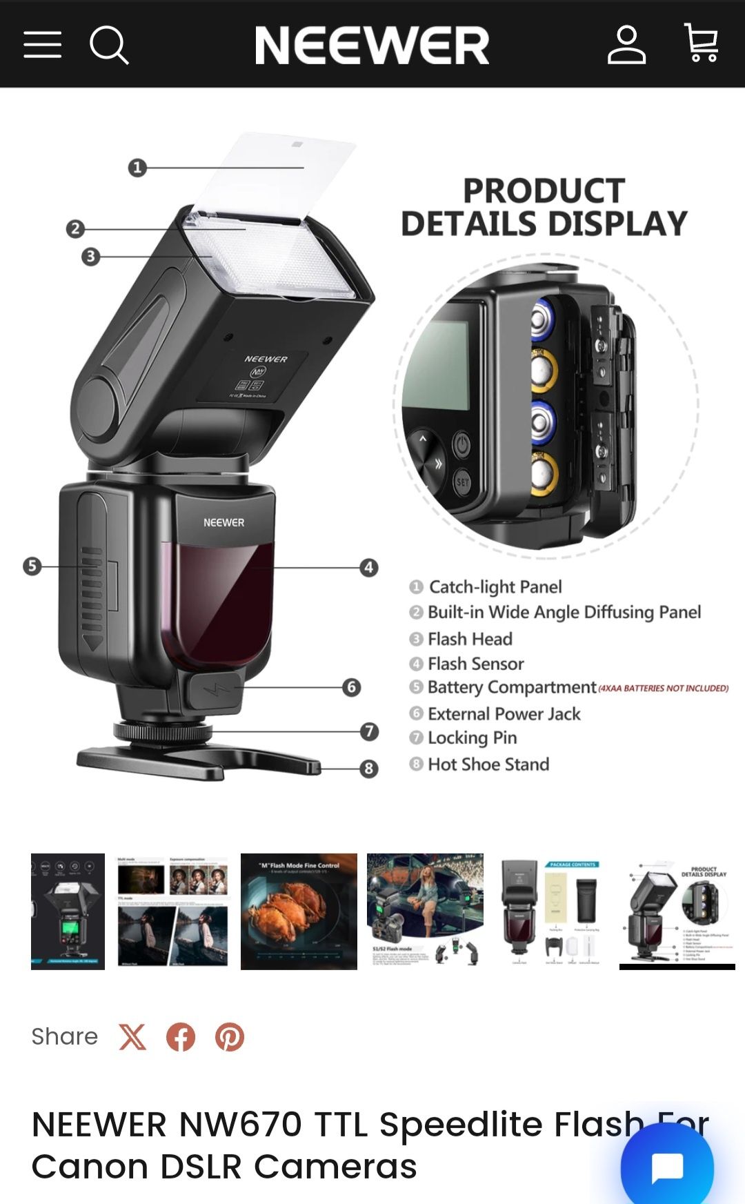 Светкавица NEEWER NW670 TTL Speedlite Flash For Canon DSLR Cameras
