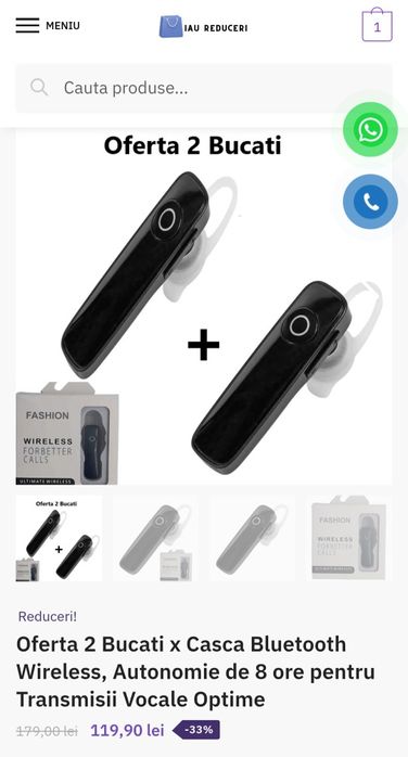 Casca Bluetooth baterie 8 ore