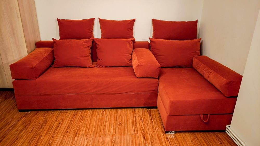 Canapea living, extensibilă, 2 spații depozitare 1 cu piston pneumatic