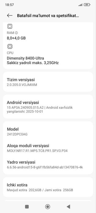 Poco x7 pro 8+8/256