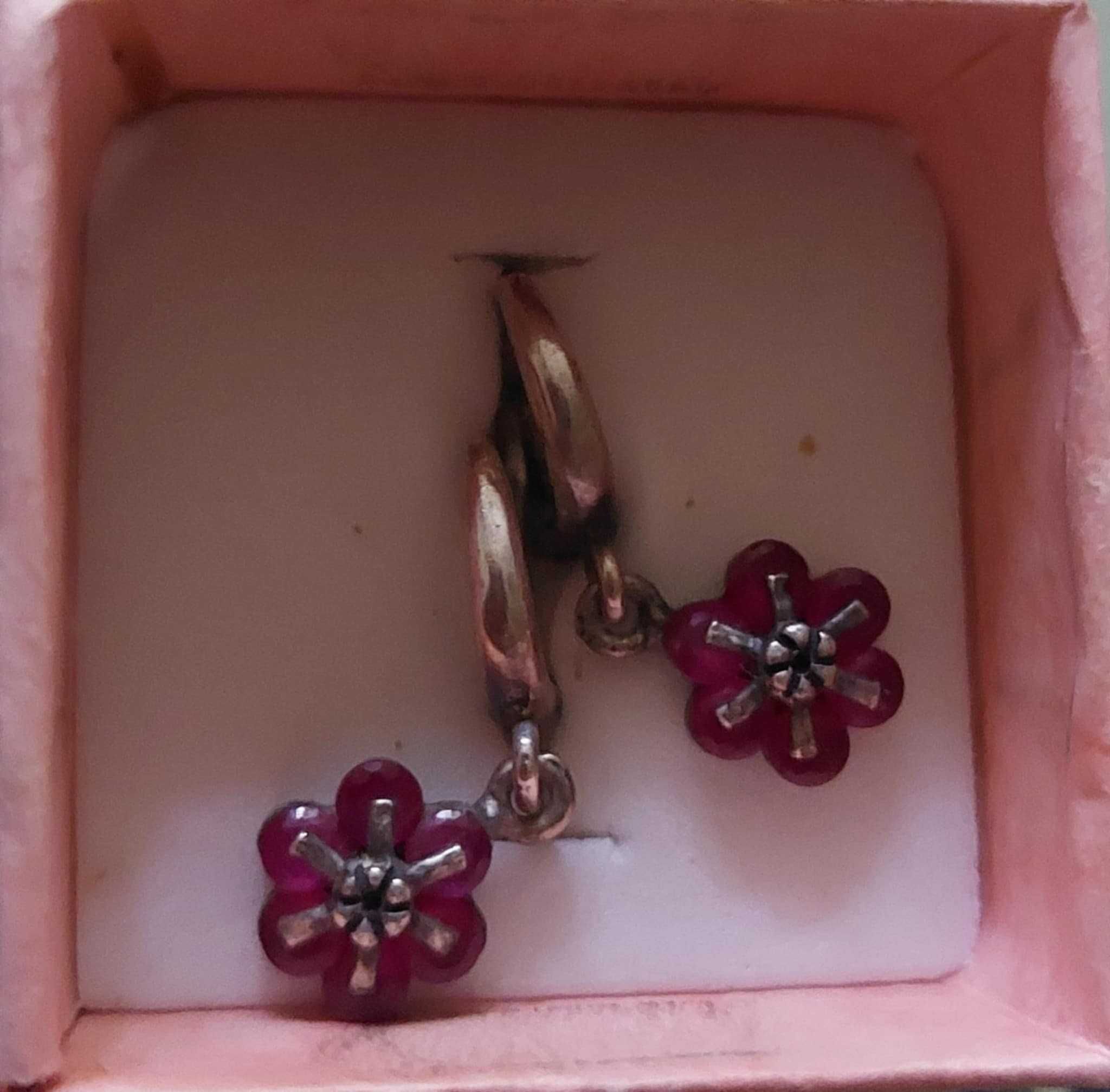 Cercei vintage argint cu rubine
