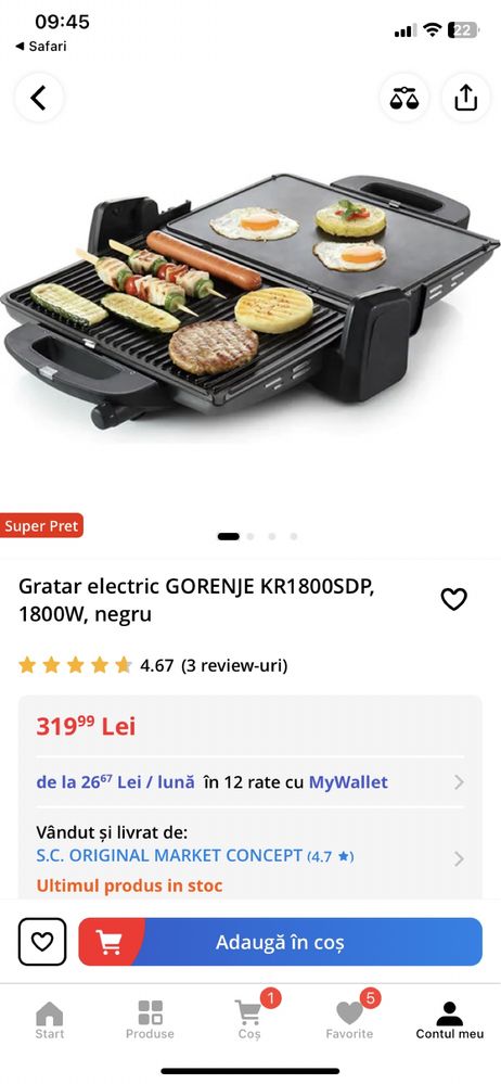 Grill Electric Gorenje