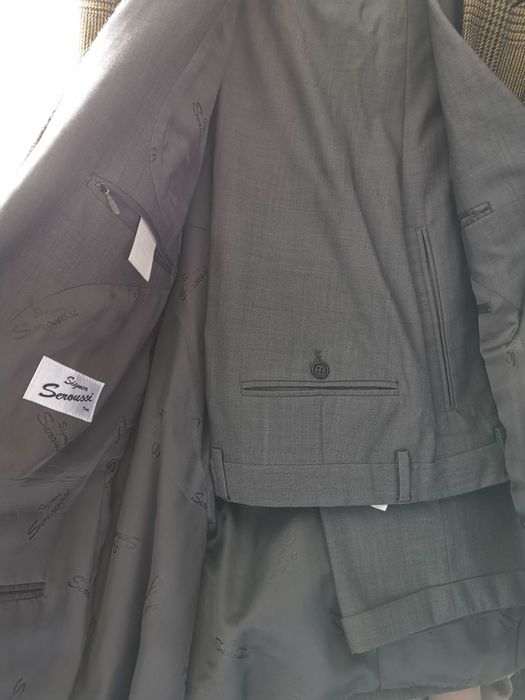 Costum seroussi 54 din stofă fină italiană, gri închis