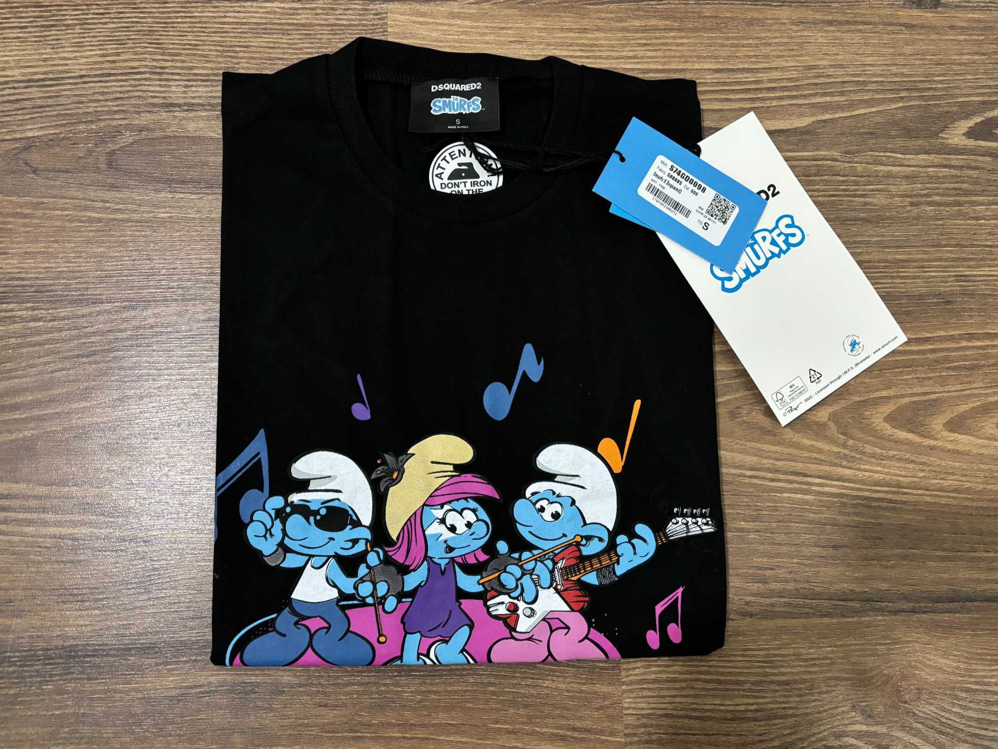 Мъжка тениска Dsquared2 The Smurfs Slim Fit Бяла/Черна