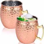 Нови медни чаши с дръжки, 100% чист мед, Moscow Mule, 2 броя в цената!