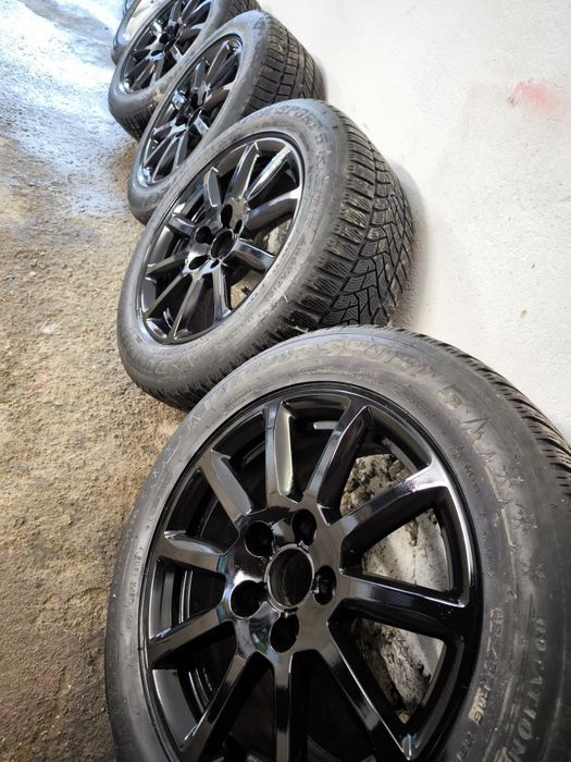 Set roti M+S Jante si anvelope iarna 225 55 16 5x112 audi vw skoda sea