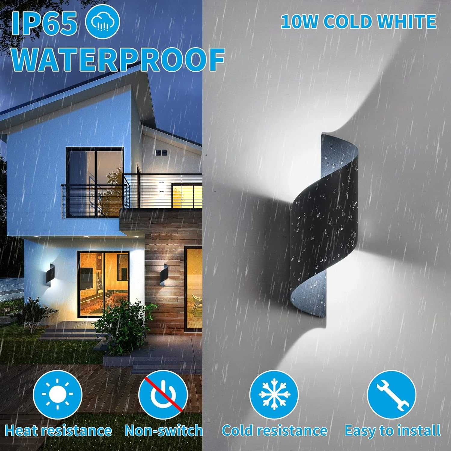Set 2 lămpi LED moderne IP65 10W, perete grădină/balcon / interior