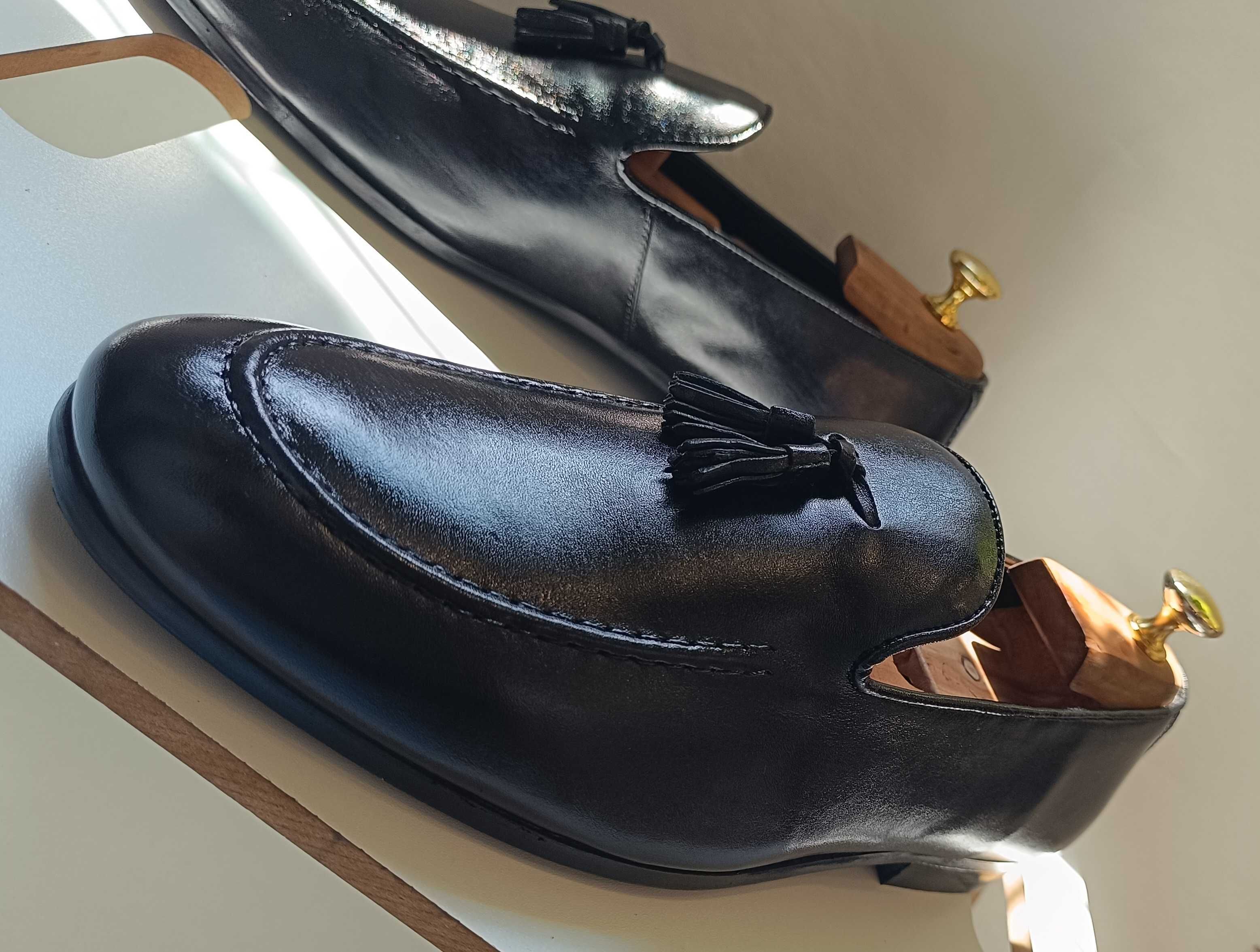 Pantofi loafer 43 premium tassel Walk London NOI piele naturala moale