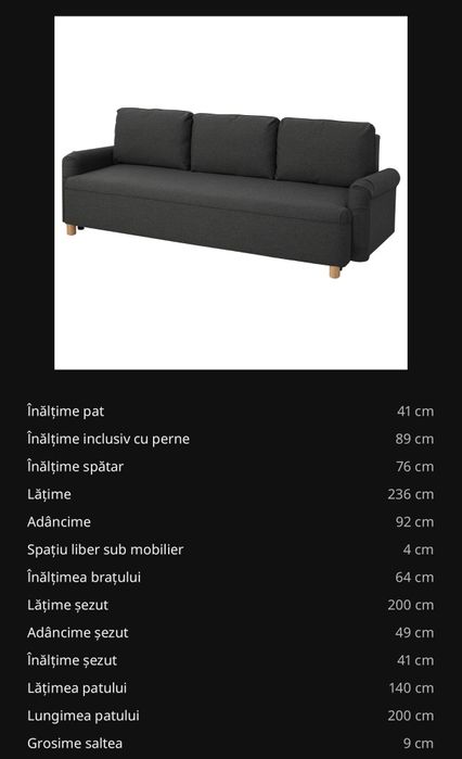 Canapea extensibila Ikea Grimhult 3-locuri