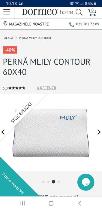 Vând PERNĂ Dormeo Mlily Contour 60X40