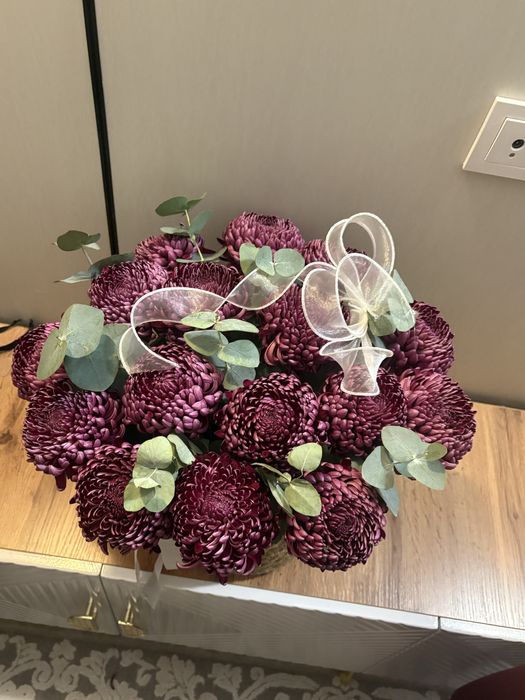 Букет свежие бигуди хризантема