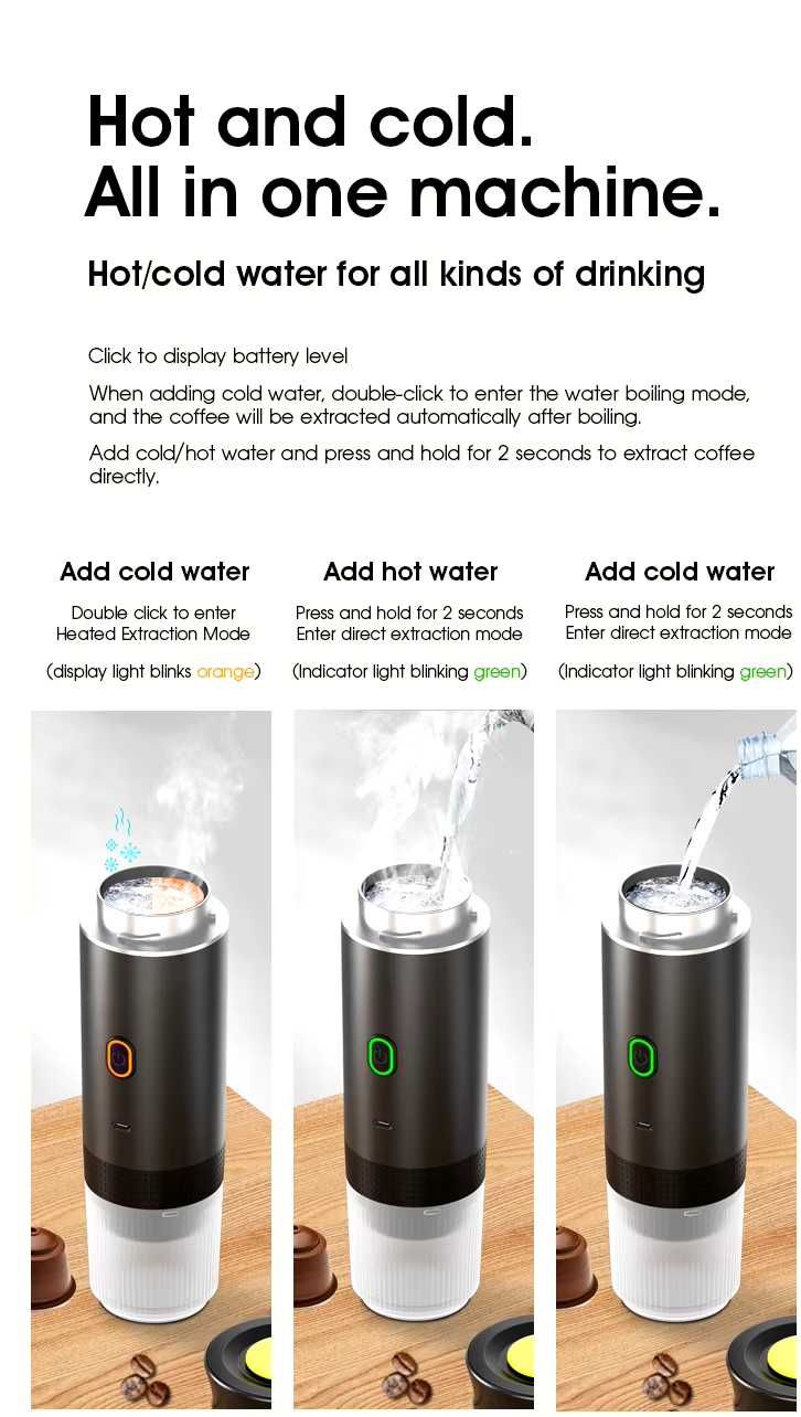 Aparat de cafea espressor portabil electric,  3 în 1, NOU