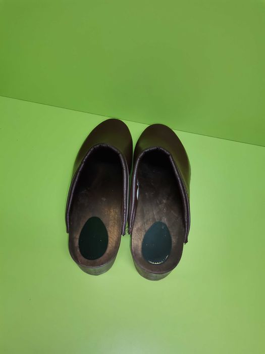 Saboți vintage unisex piele naturala și talpa din material lemnos m 41