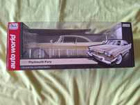 Macheta auto Plymouth Fury 1957, scara 1:18, bej, Auto World