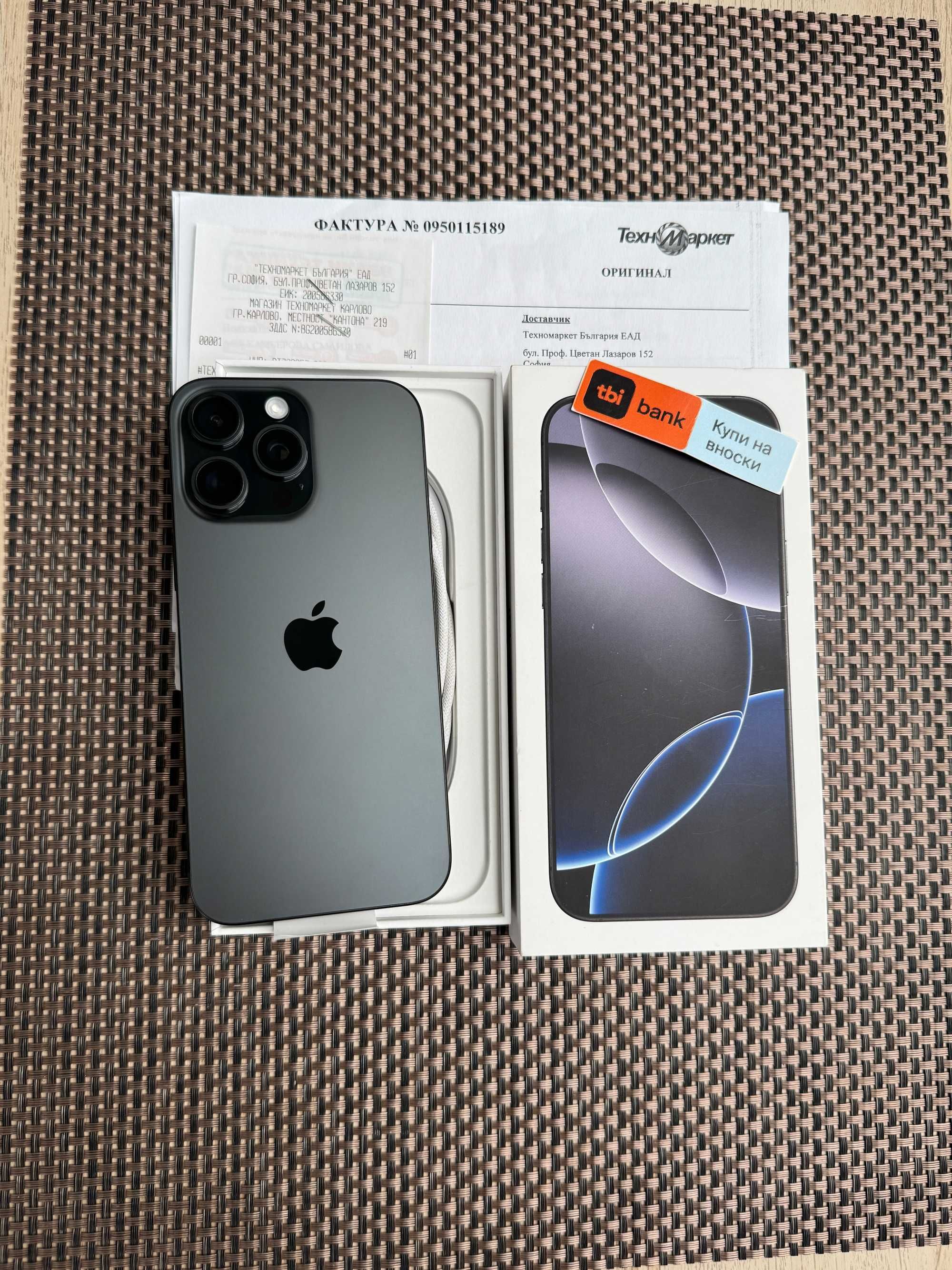 НОВ 24м ГАРАН. iPhone 16 Pro MAX Лизинг от 81лв/м Black Titanium 256GB