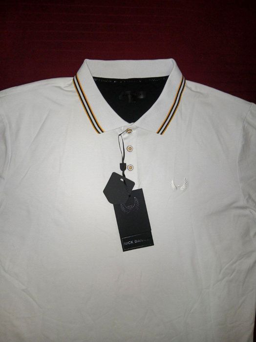Из Америки, рубашка-поло, бренда Nick Danger white/honey mustard/black