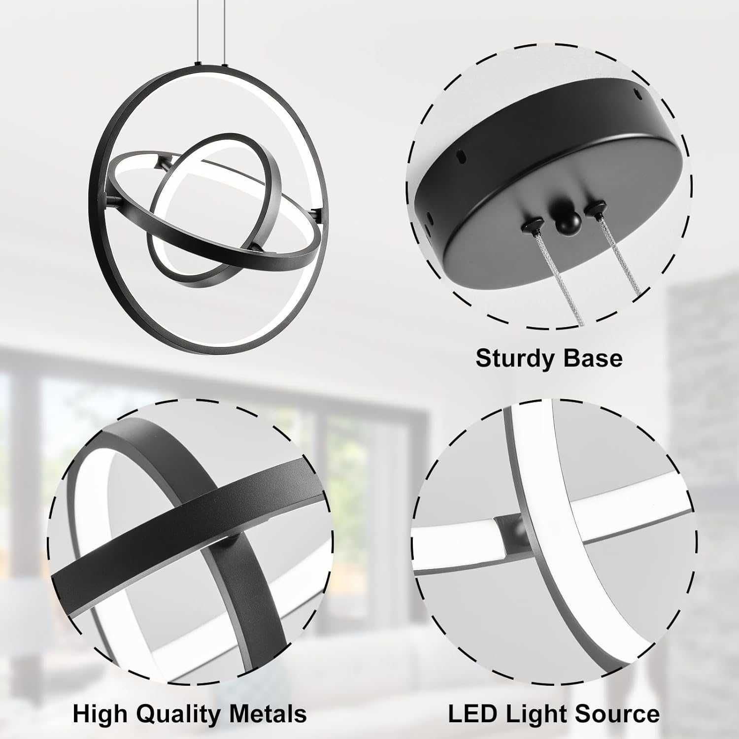 IZOWE LED пръстен - висящо осветително тяло 30W, регулируема височина