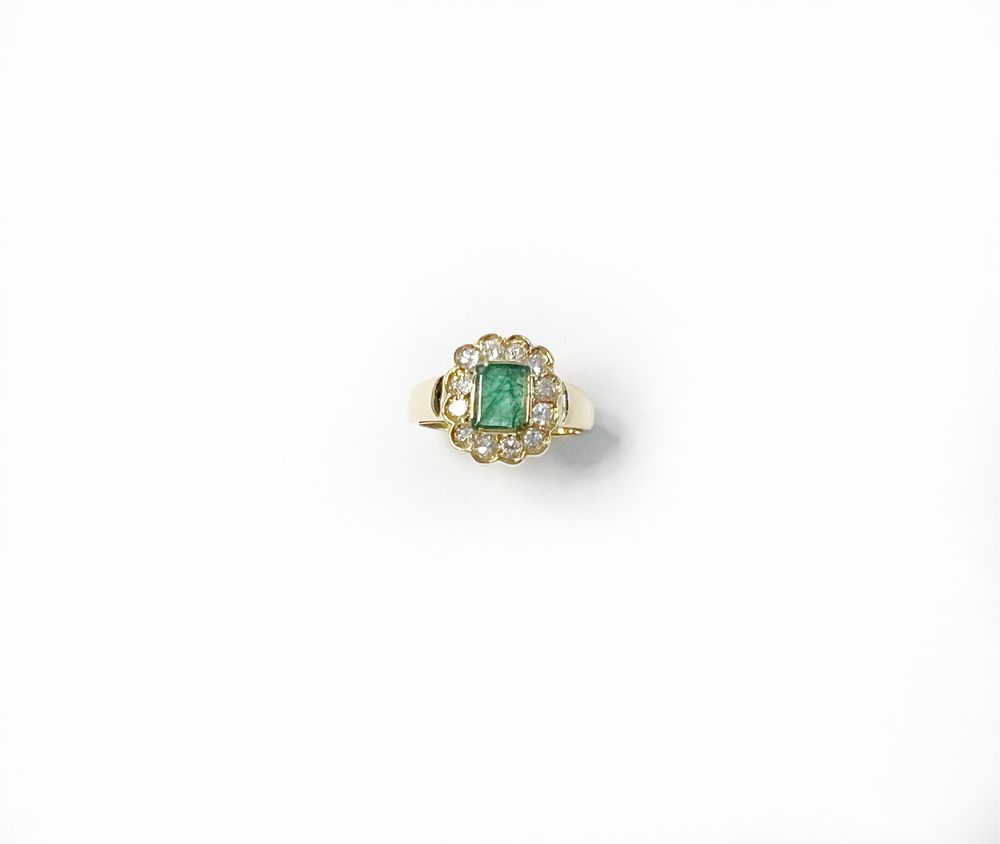 Inel din aur de 18k cu smarald si diamante naturale