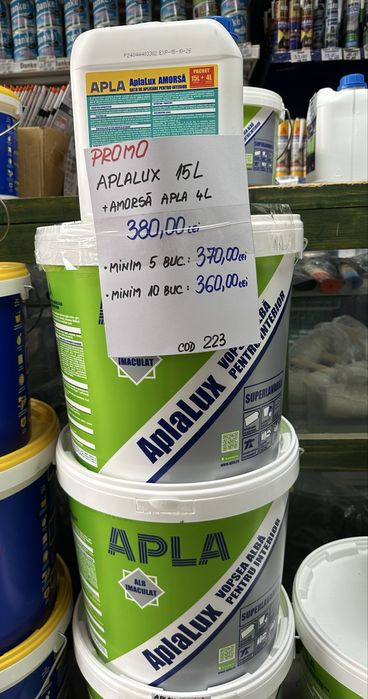 Aplalux 15L Vopsea Lavabila Interior + Amorsa 4L PRET CASCADA