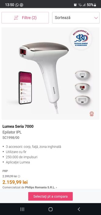 Vand epilator Lumea 7000 sc1998/00 nou,cutie