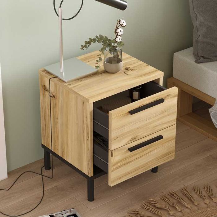 Нощно шкафче, Nako, Натурален, Пдч, 40х35.5х48.8см.