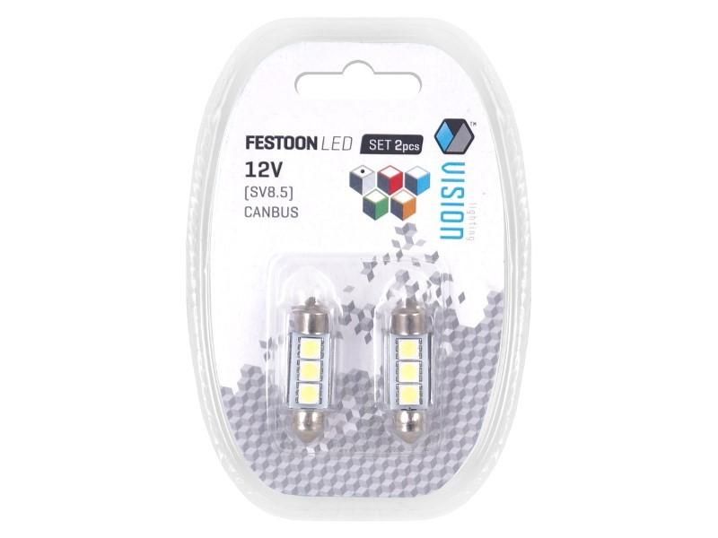 крушка диодна /лед vision festoon sv8.5 36mm 12v 3x 5050 smd led, ...
