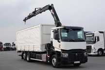 Renault C 380 / 6x2 / CUTIE DE VITESE / HDS HIAB 138 B-3 WYSÓW 10.5 M / ROTATOR / RADIOCOMANDĂ / + ELEVATOR DE ÎNCĂRCARE / CÂND PERDEA CULISANTE / EURO 6