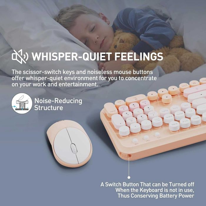 Kit tastatura mecanica & mouse ,wireless,roz,sigilat