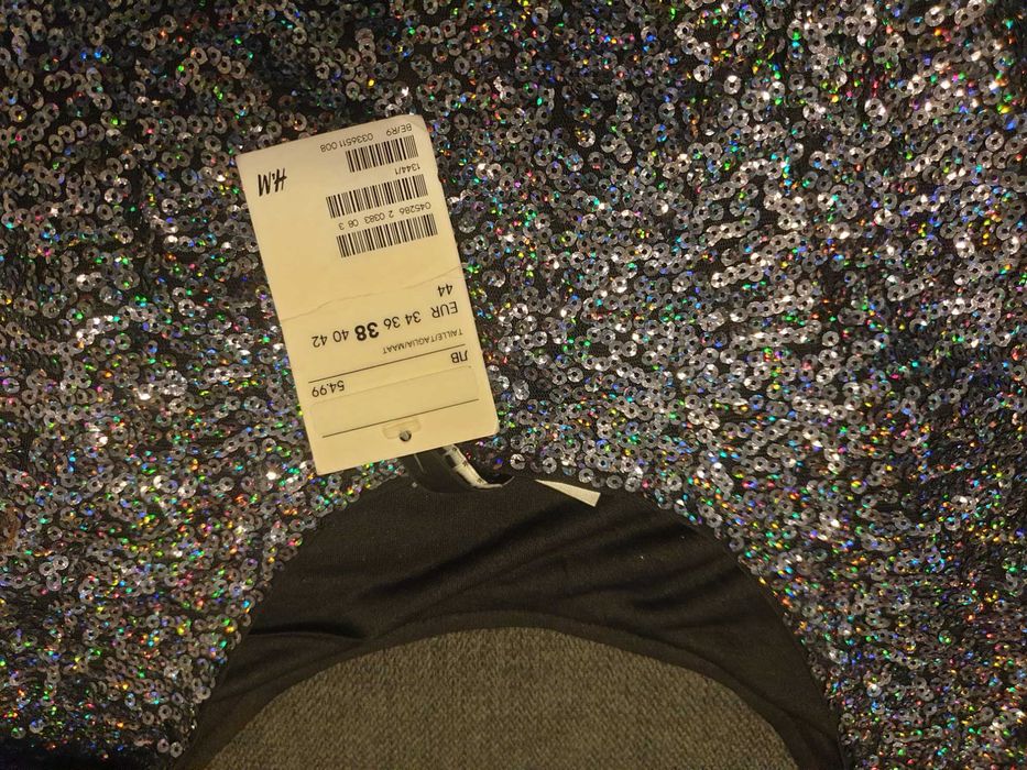 Къса рокля с пайети от H&M, размер 38, НОВА с етикет