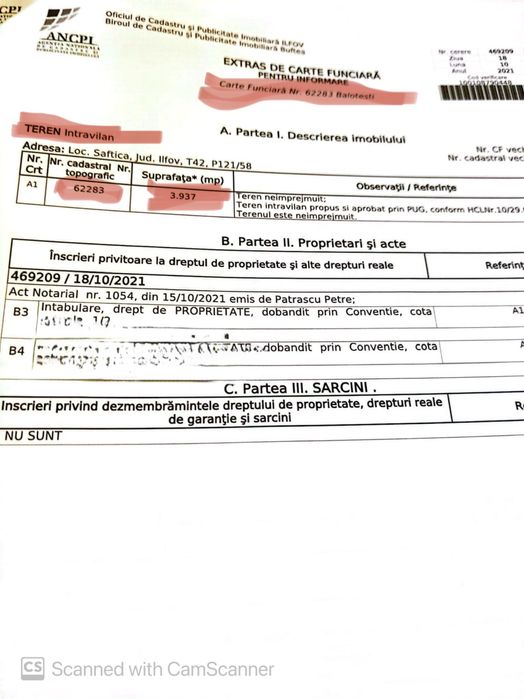 Teren de vanzare Saftica Balotesti iesire la garla