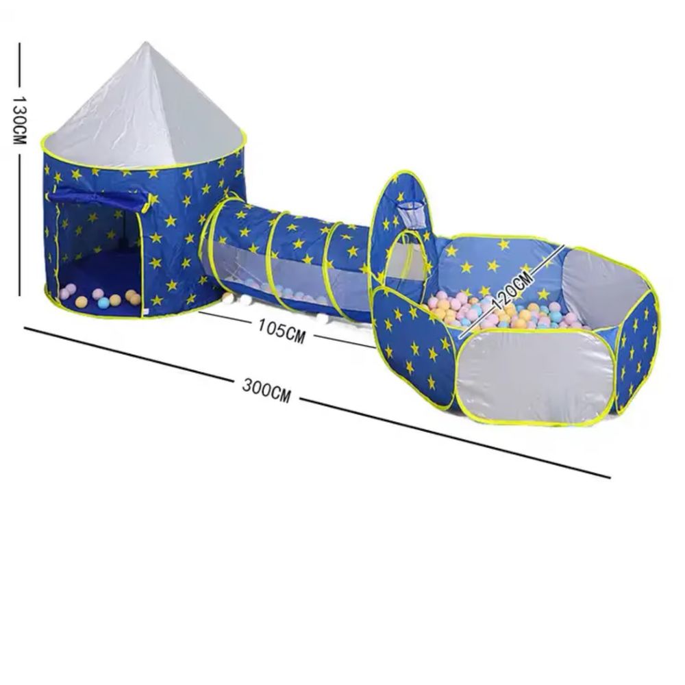 Шатра с тунел, басейн и 200 цветни топки