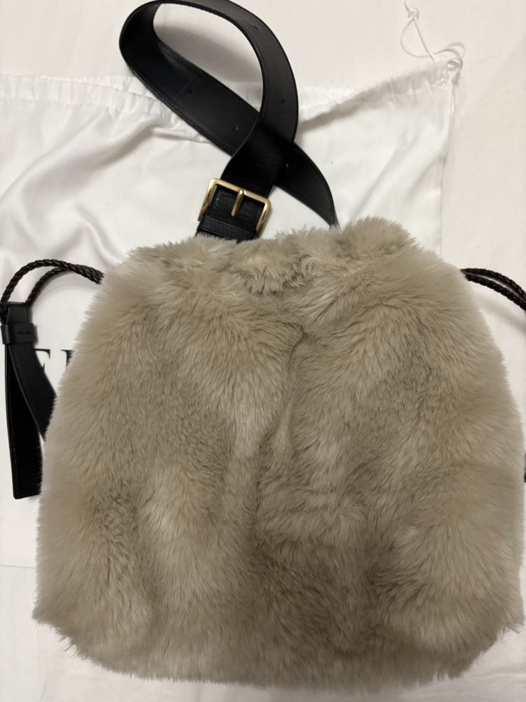 чанта Furla бежова с тъмнокафяви аксесоари