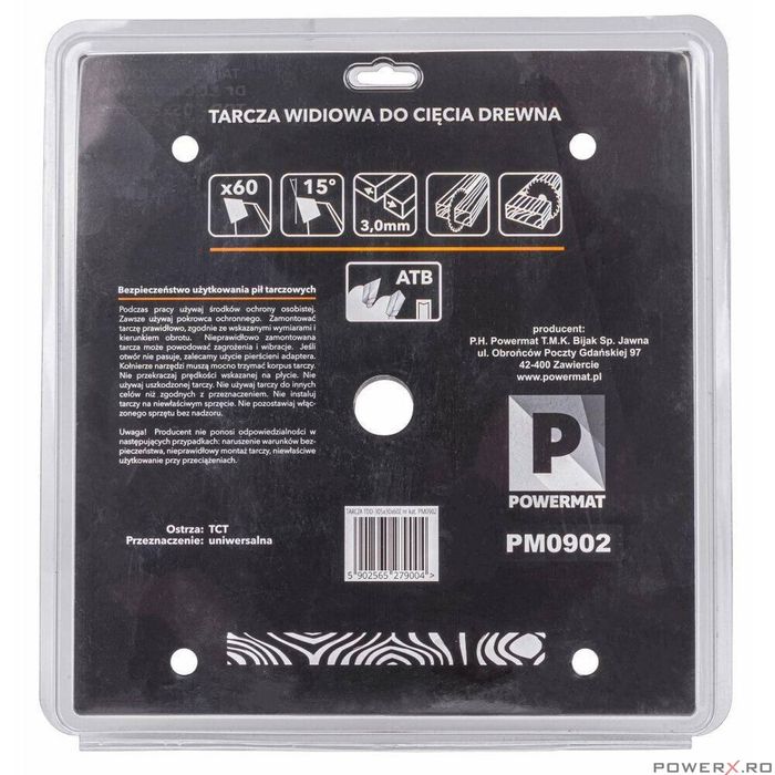 Disc circular pentru lemn, 305 x 30, 60 dinti, Powermat