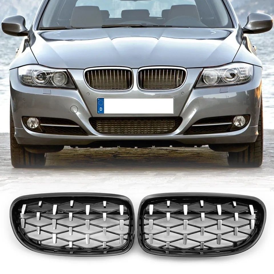 Grile Bmw E90 E91 Lci Face-lift Diamond Negru lucios Crom 2008-2102