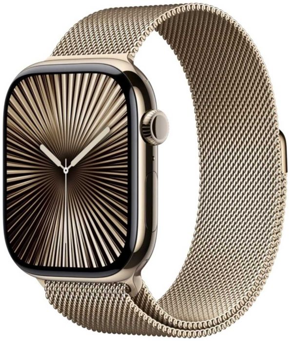 Apple Watch Series 10 46mm Titanium Gold Case/Milanese loop Gold Band