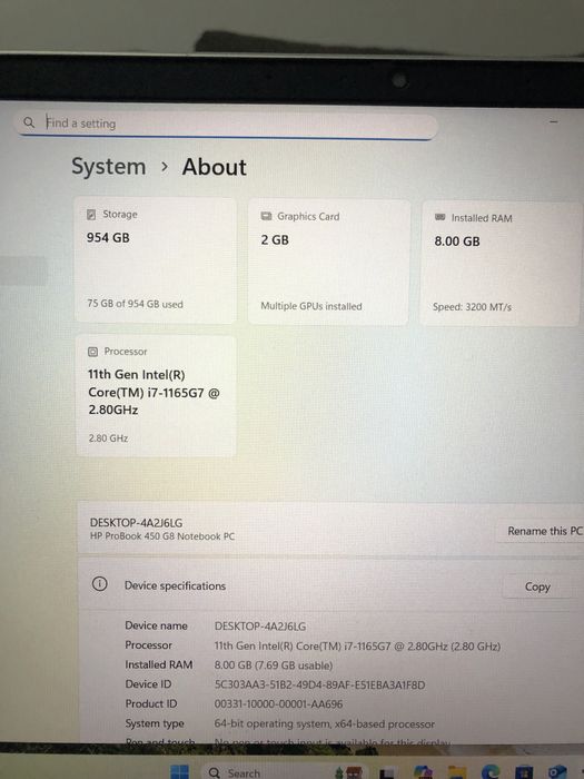 Laptop HP ProBook 450 G8 inte core i 7 gen 11  15.6 “ inchi