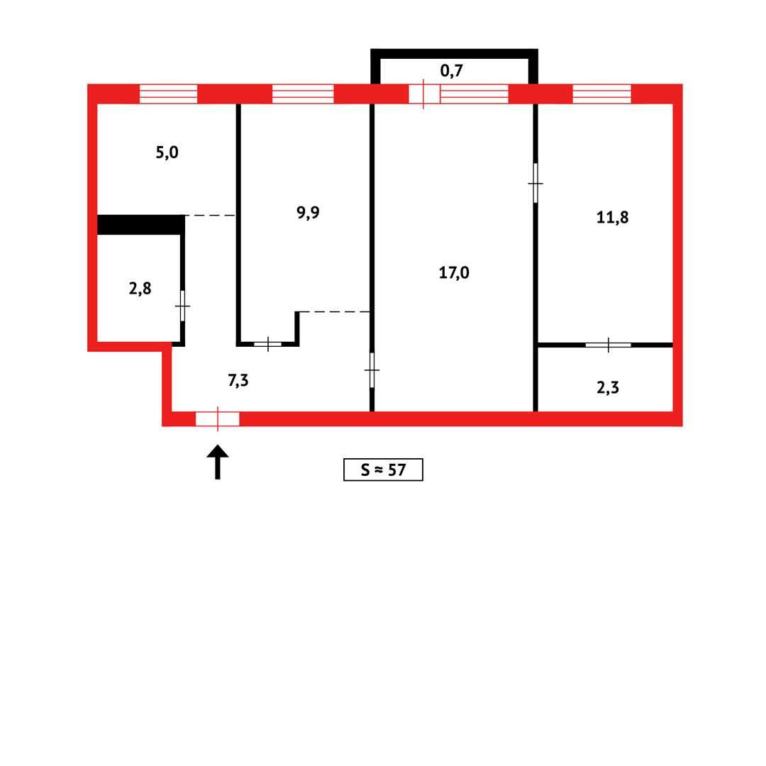 *3-комнатная квартира по пр Абдирова, 41