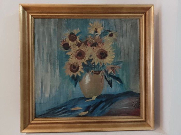 Superbă lucrare în ulei semnată încadrată într-o ramă din lemn ,stare