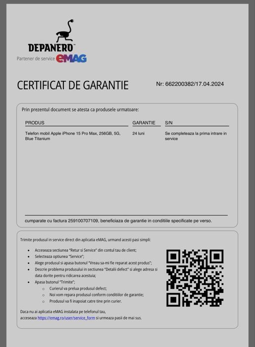 Iphone 15 pro max blue titanium 256GB garantie