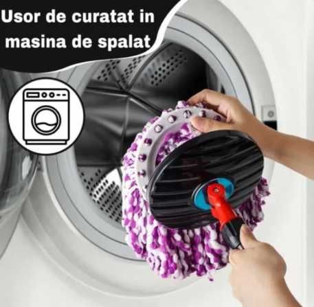 Set Mop Rotativ, 4 Rezerve Diferite + Perie Rosturi, Covoare Incluse