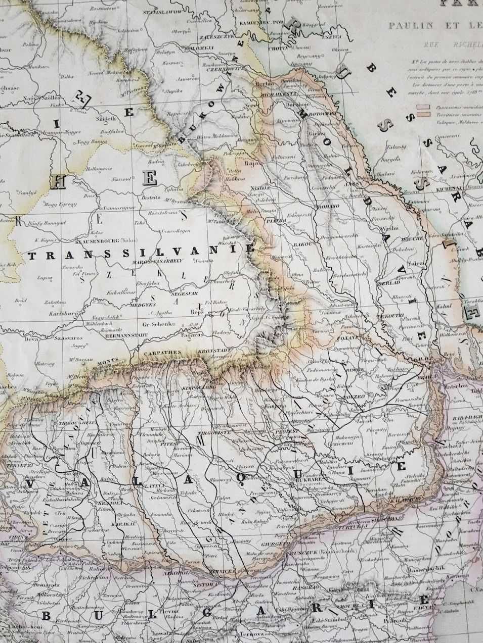 Harta a SE Europei, dimensiuni mari, tiparita in anul 1860