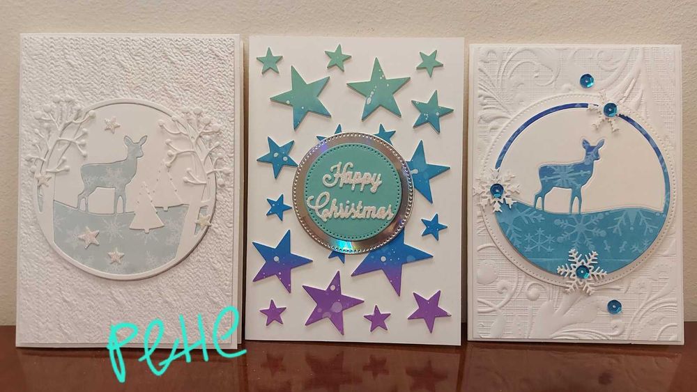 Ръчно изработени коледни картички с различни техники