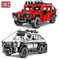 Mașină Off-Road camionetă modulară din 935 piese, 29cm, alb/roșu