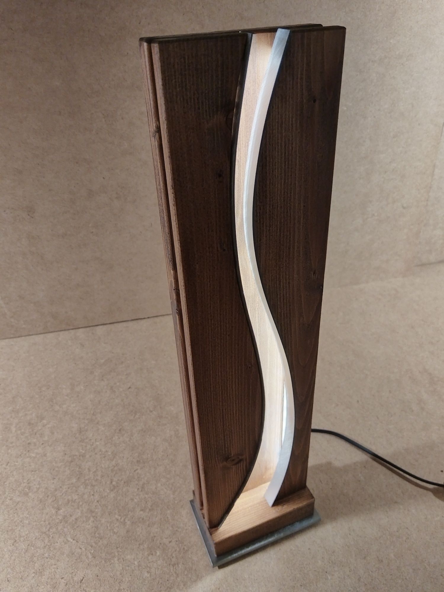 Decoratiune corp iluminat lemn masiv/otel masiv