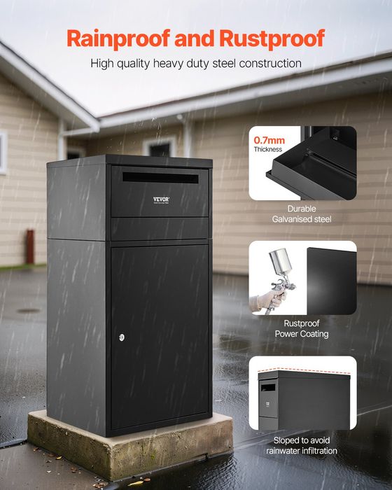 Cutie Livrare Colete Exterior,910mm,Otel Galvanizat,Negru