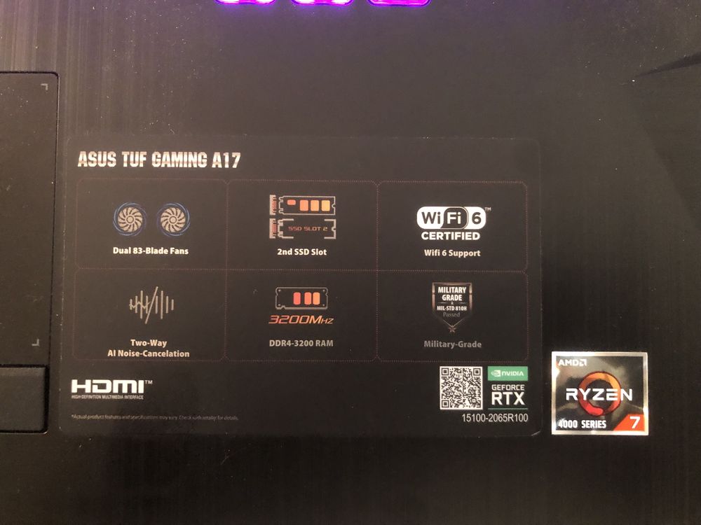 Asus tuf gaming A17. 512G