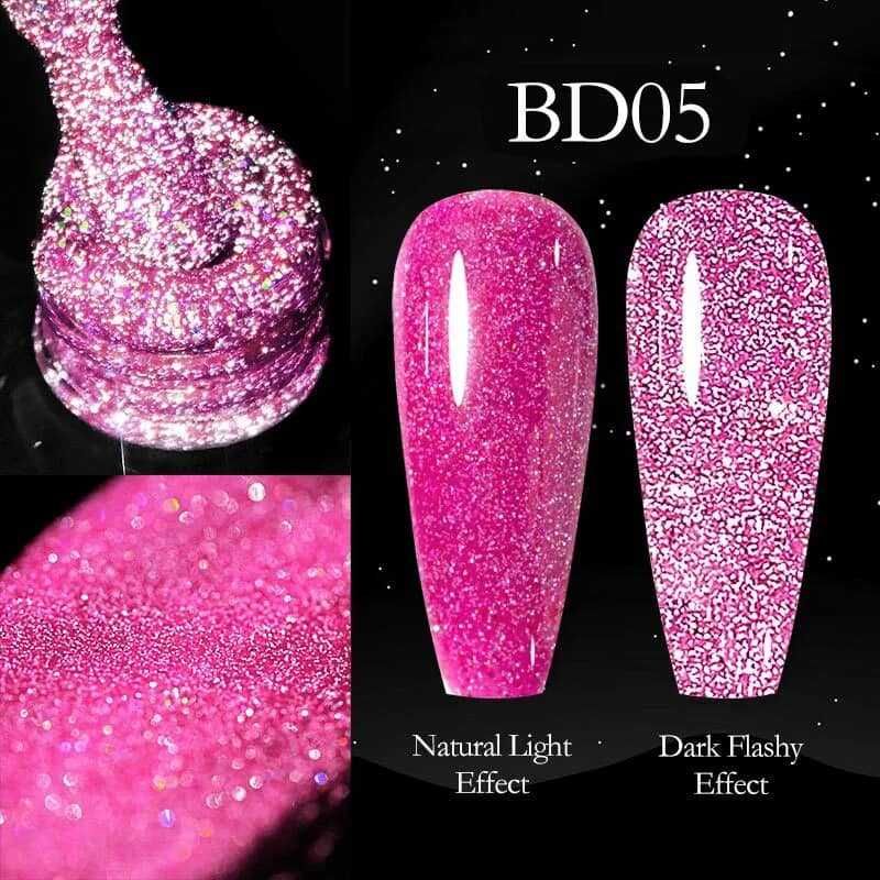 Venalisa светещ блестящ гел лак неон / серия Reflective Glitter
